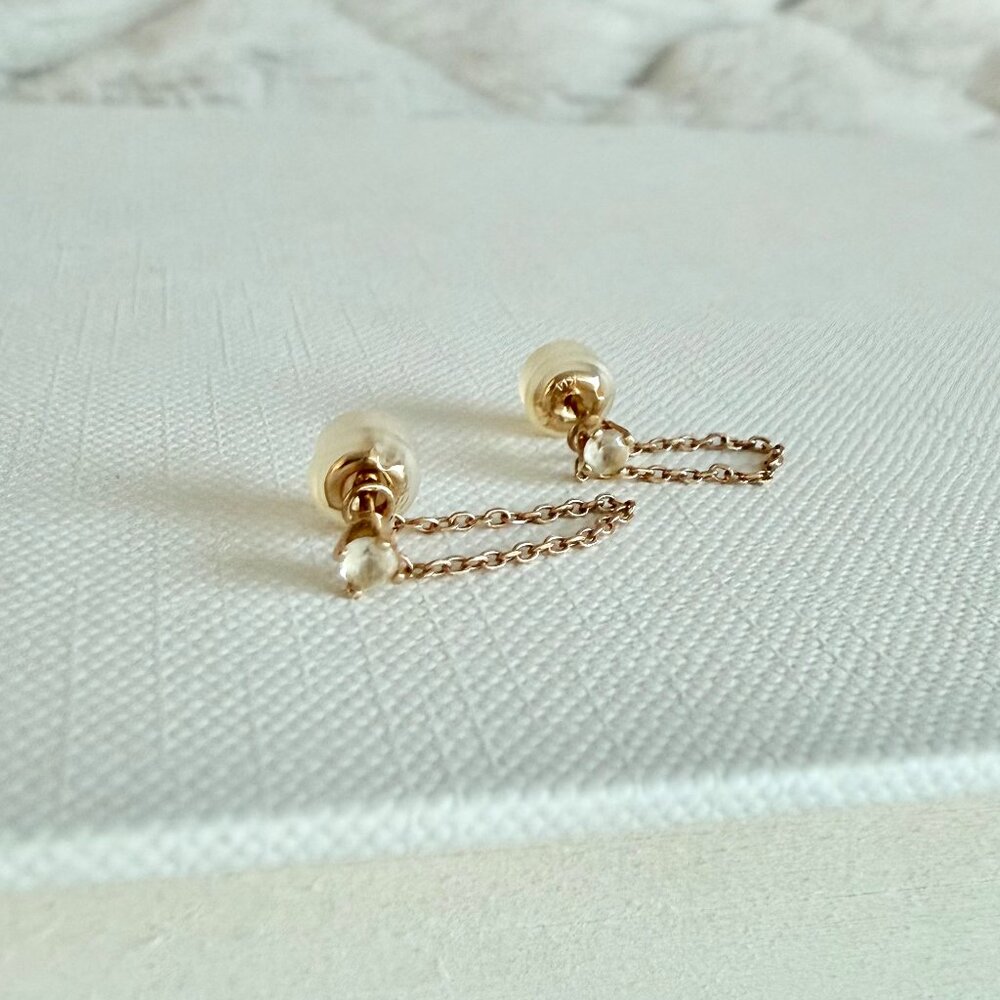 Diamond Chain Stud Earrings _ Bluboho